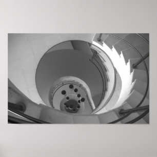 Black And White Photo Spiral Staircase Poster
