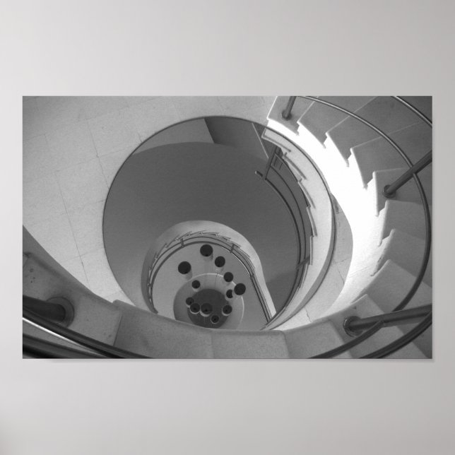 Black And White Photo Spiral Staircase Poster (Front)