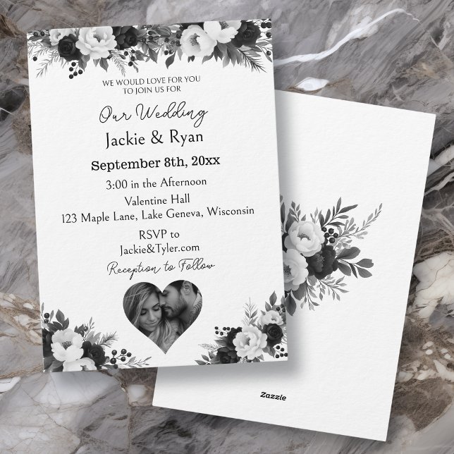 Black and White Photo Template Botanical  Wedding  (Creator Uploaded)