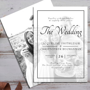 Black And White Photo Template Wedding Invitation