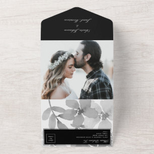 Black and White Photo Wedding All In One Invitation
