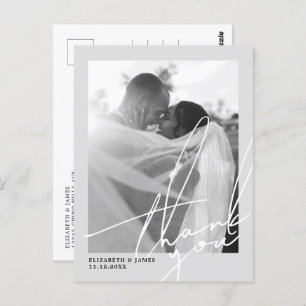 Black and White Photo Wedding Thank You Postcard