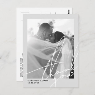 Black and White Photo Wedding Thank You Postcard