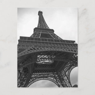 Black and white photograph of the Eiffel Tower Postcard