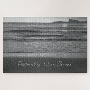 Black and White Photography with Seaside Landscape Jigsaw Puzzle