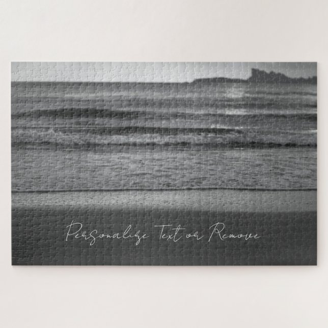 Black and White Photography with Seaside Landscape Jigsaw Puzzle (Horizontal)