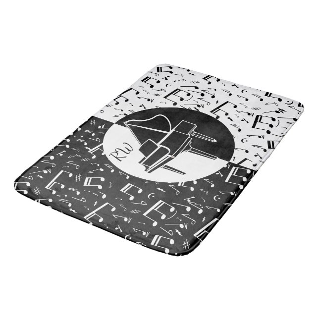 Black and white Piano design Bath Mat (Angled)