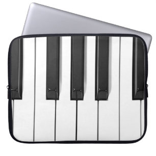 Black and White Piano Keyboard Laptop Case