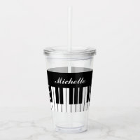 Black and white piano keys acrylic tumbler glasses