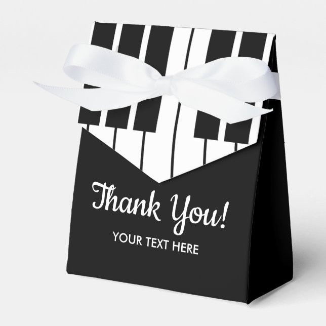 Black and white piano keys keyboard thank you favour box (Front Side)