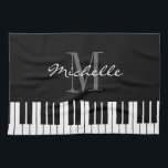 Black and white piano keys monogram kitchen towel<br><div class="desc">Personalised black and white piano keys monogram kitchen towel. Make your own unique Birthday or Christmas gift for musicians,  piano teacher,  instructor,  student,  piano player,  piano man,  instructor,  friend etc. Classy keyboard design with stylish script typography monogram logo. Elegant classical music theme design for him or her.</div>