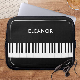 Black and White Piano Keys Musician's Personalised Laptop Sleeve