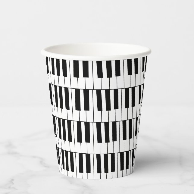 Black and White Piano Keys Pianist Musician Party Paper Cups (Front)