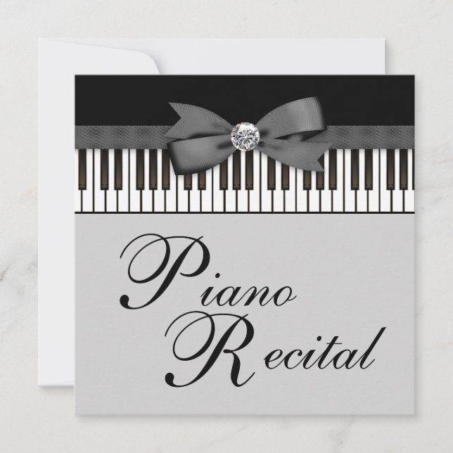Black and White Piano Keys Recital Invitation (Front)