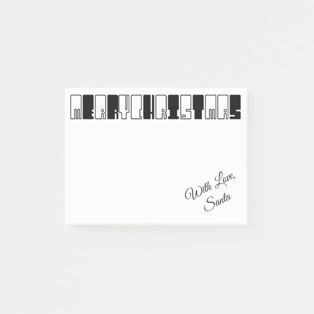 Black and White Piano Keys Typography Christmas Post-it Notes (Front)