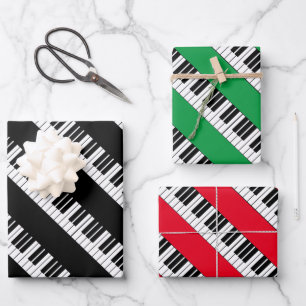 Black and white piano keys wrapping paper sheets