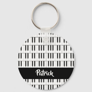 Black and white piano pattern key ring