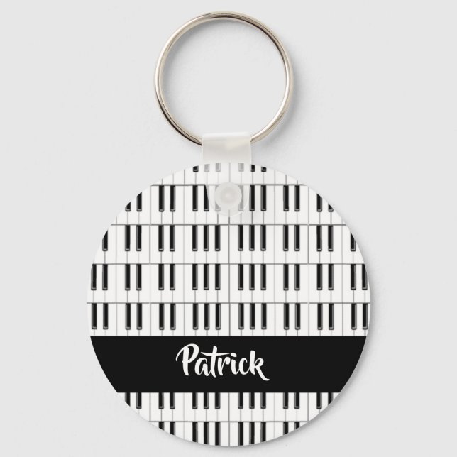 Black and white piano pattern key ring (Front)