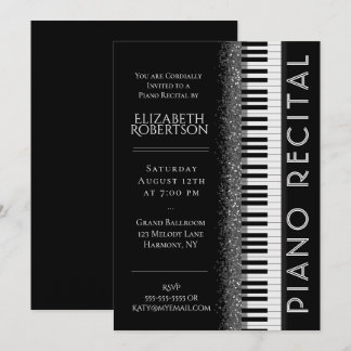 Black and White Piano Recital Invitation