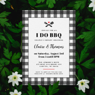 Black and White Picnic Plaid Cloth I Do BBQ Invitation