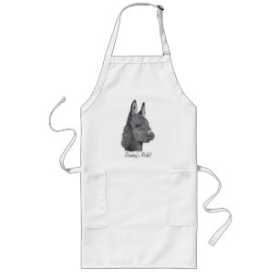 black and white picture of cute donkey long apron