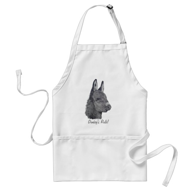 black and white picture of cute donkey standard apron (Front)