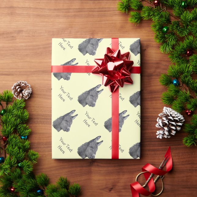 black and white picture of cute donkey wrapping paper (Holiday Gift)