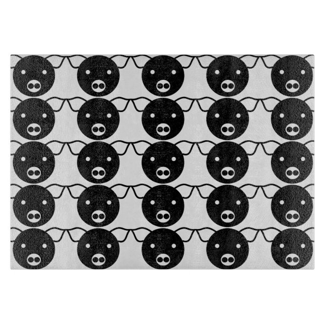 Black and White Pig Face Pattern for Pig Lovers Cutting Board (Front)
