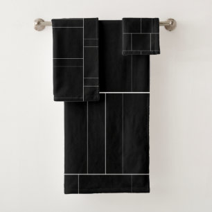 Black And White Pin Stripe  Bath Towel Set