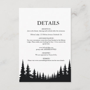 Black and White Pine trees Winter Wedding Enclosure Card