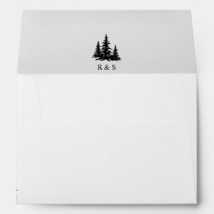 Black and White Pine trees Winter Wedding Envelope