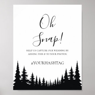 Black and White Pine trees Winter Wedding Poster