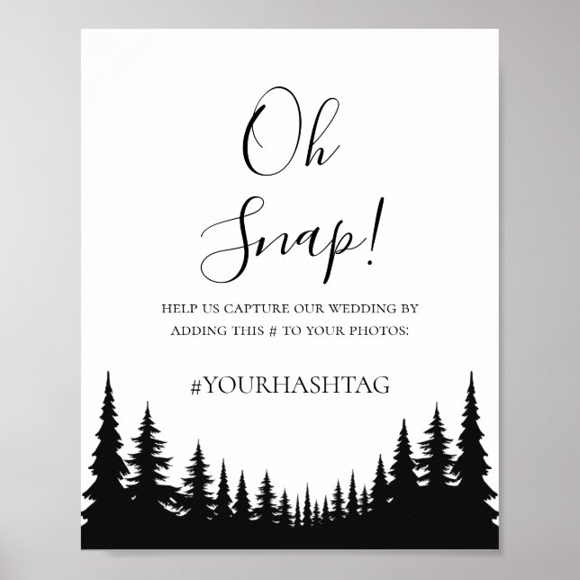 Black and White Pine trees Winter Wedding Poster (Front)