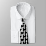 Black and white pineapple fruit pattern neck tie<br><div class="desc">Black and white tropical pineapple fruit pattern neck tie. Cool Birthday,  wedding or Father's Day gift idea for men. Funny clothing accessories with fruity summer icon. Fun present for dad,  father,  husband,  grandpa,  teacher,  groom,  bachelor,  son,  groomsmen,  best man etc. Customisable black background colour. Vinatge artwork print.</div>