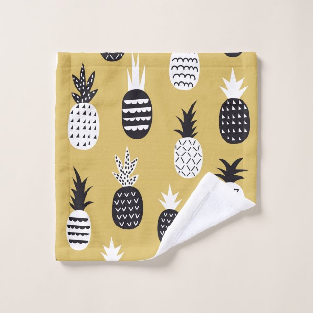 Black and white pineapples seamless pattern wash cloth (Wash Cloth)