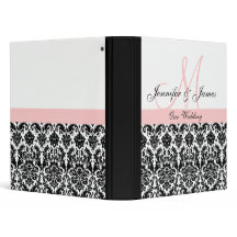 Black and White Pink Damask Wedding Planner