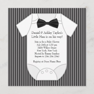 Black and White Pinstripe Baby Shower Invitation