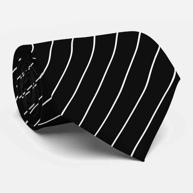 Black and White Pinstripe Tie (Rolled)