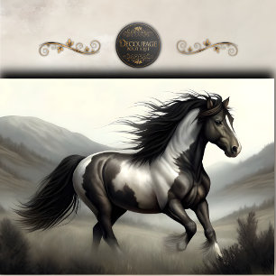 Black And White Pinto Horse Decoupage Tissue Paper