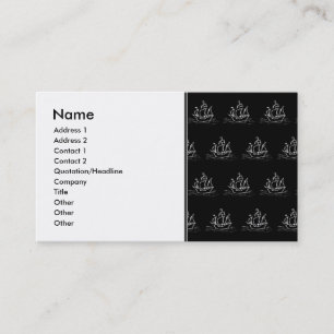 Black and White Pirate Ship Pattern. Business Card