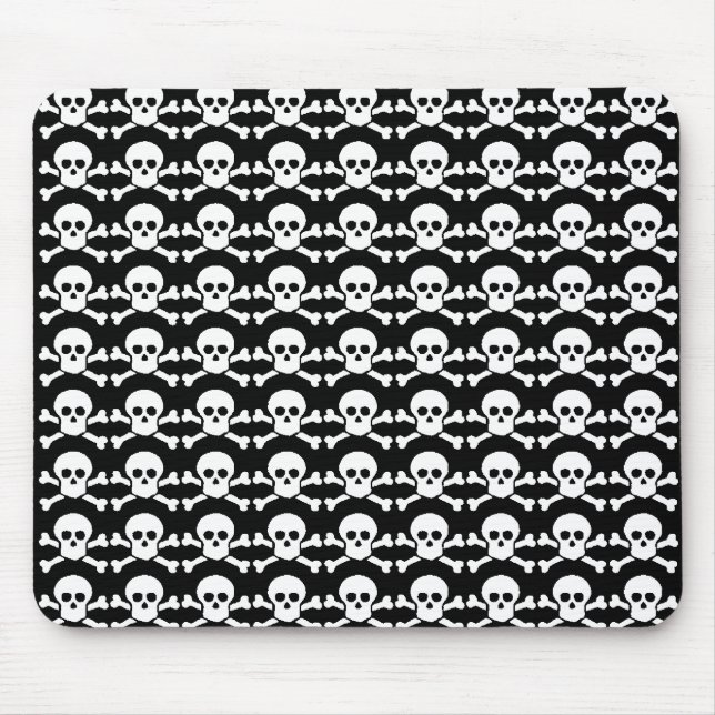 black and white pirate skull mouse pad (Front)