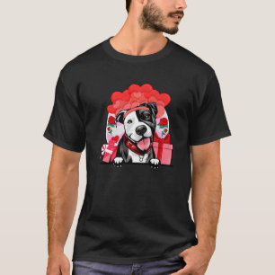 Black And White Pit Bull Valentine Hearts Balloons T-Shirt