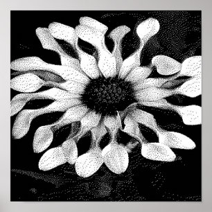 black and white pixel art  poster