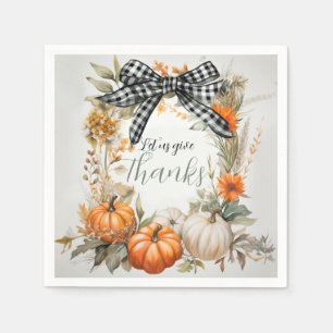 Black and White Plaid Bow Thanksgiving Napkin
