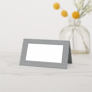 Black and White Plaid Chequered Pattern Holiday Place Card