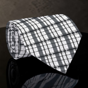 Black and White Plaid Custom Necktie