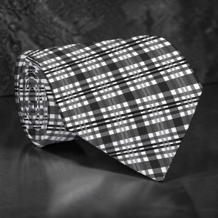 Black and White Plaid Custom Necktie