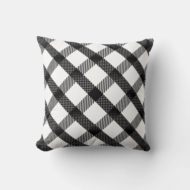 Black and White Plaid Design Cushion (Front)