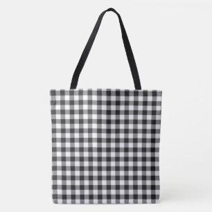 Black and White Plaid Elegant Tote Bag