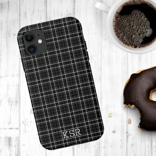 Black and White Plaid Monogram Case-Mate iPhone Case